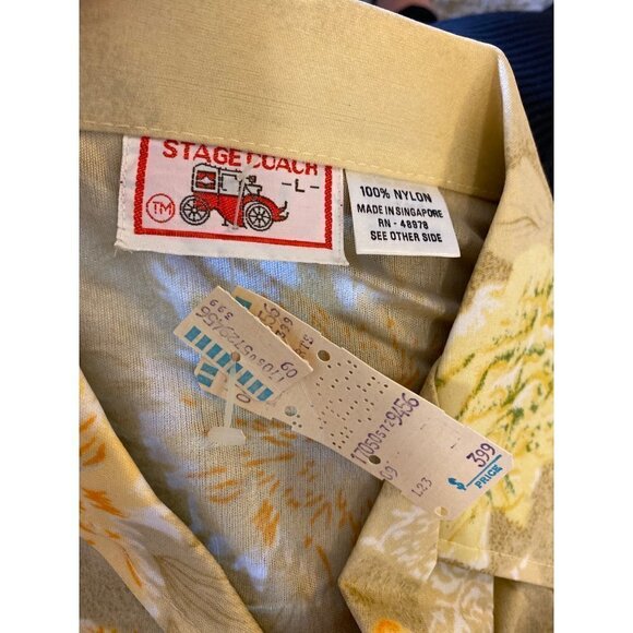 Stagecoach 1970s Vintage Men’s Disco Floral Button Down Shirt Size L - Picture 4 of 6